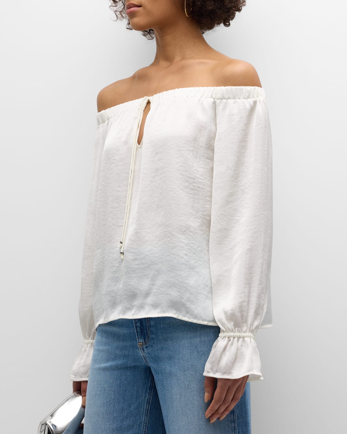 Shop Paige Ayanna Off-the-shoulder Blouse In White