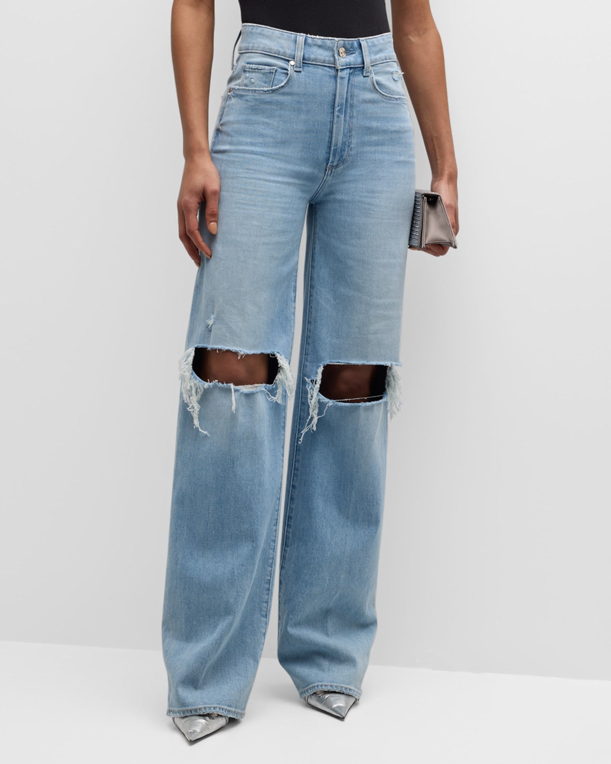 Shop Paige Sasha Distressed Straight Jeans In Maeve Destructed