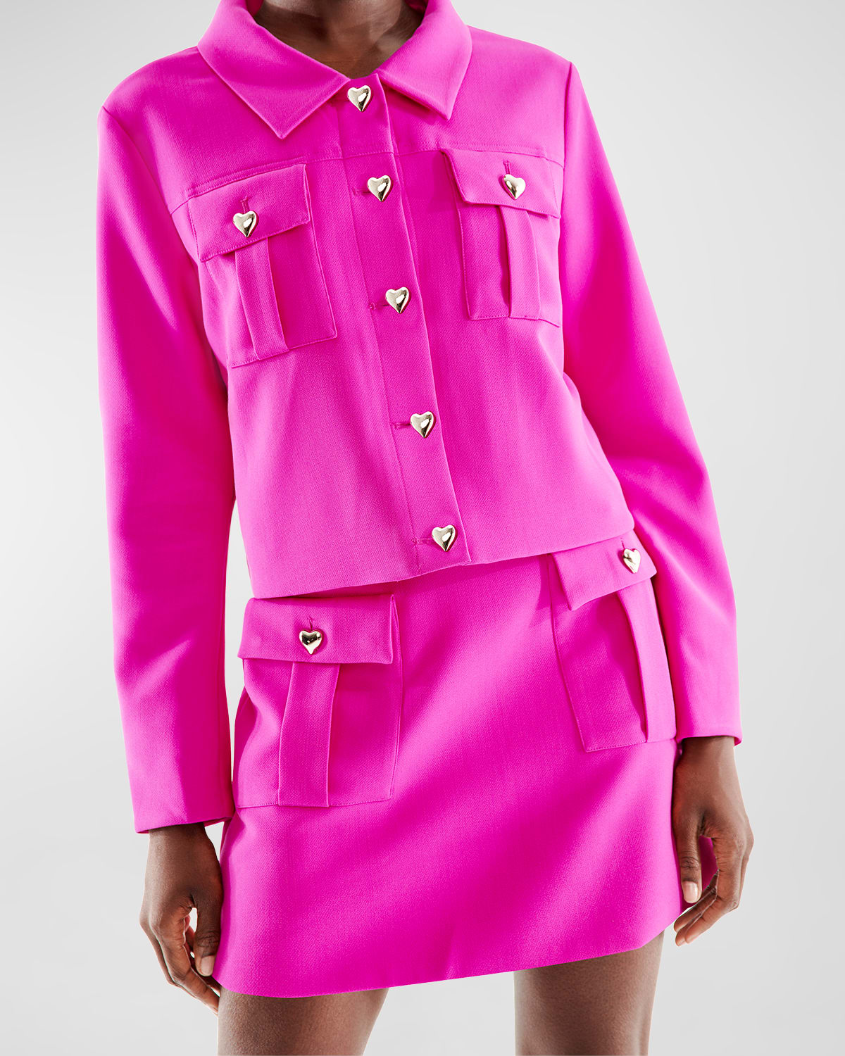 Shop As By Df Tasha Heart Button-front Jacket In Magenta