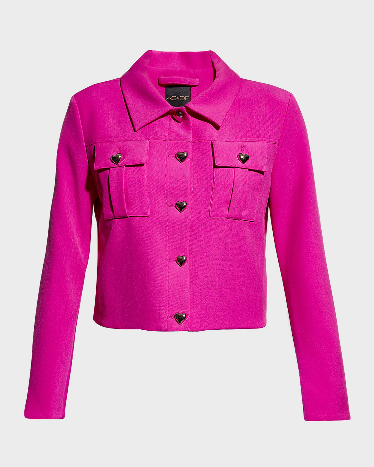 Shop As By Df Tasha Heart Button-front Jacket In Magenta