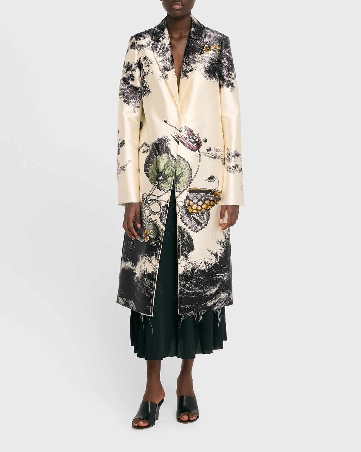 Jason Wu Collection Placed Print Wool Blend Coat In Pearl Multi