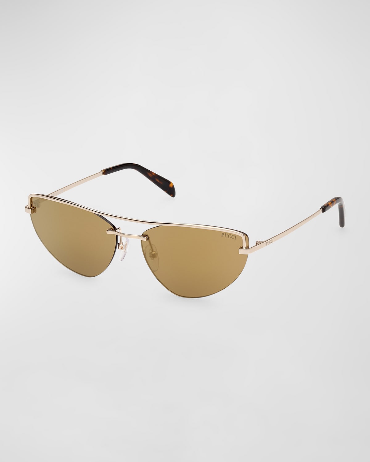 Semi-Rimmed Metal & Acetate Cat-Eye Sunglasses