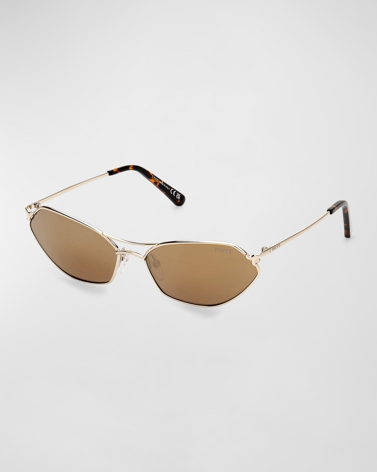 Geometric Metal & Acetate Rectangle Sunglasses