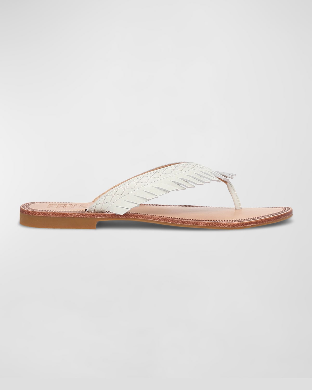 Shop Frye Ava Suede Fringe Thong Sandals In White