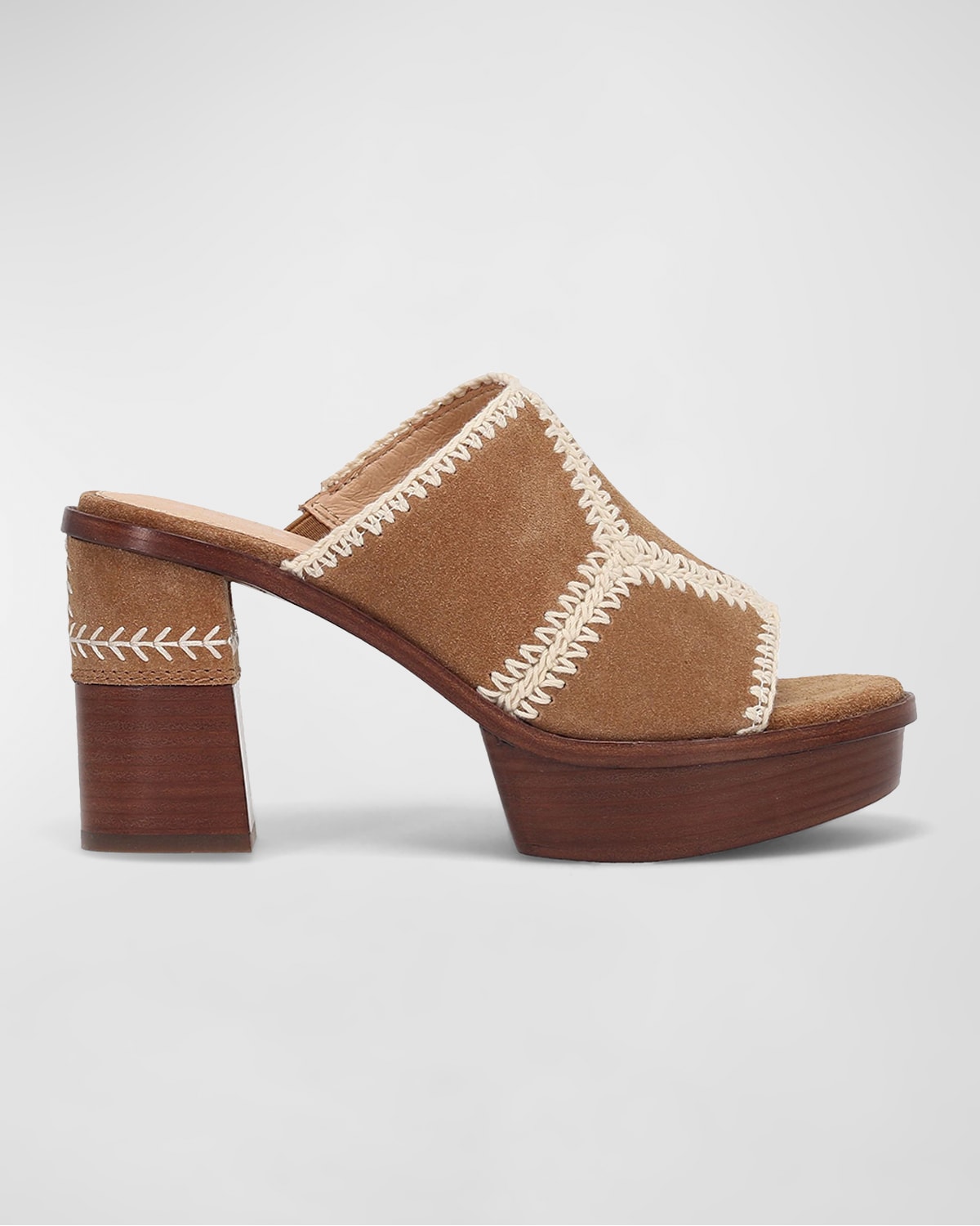 Pipa Suede Crochet Platform Mule Sandals