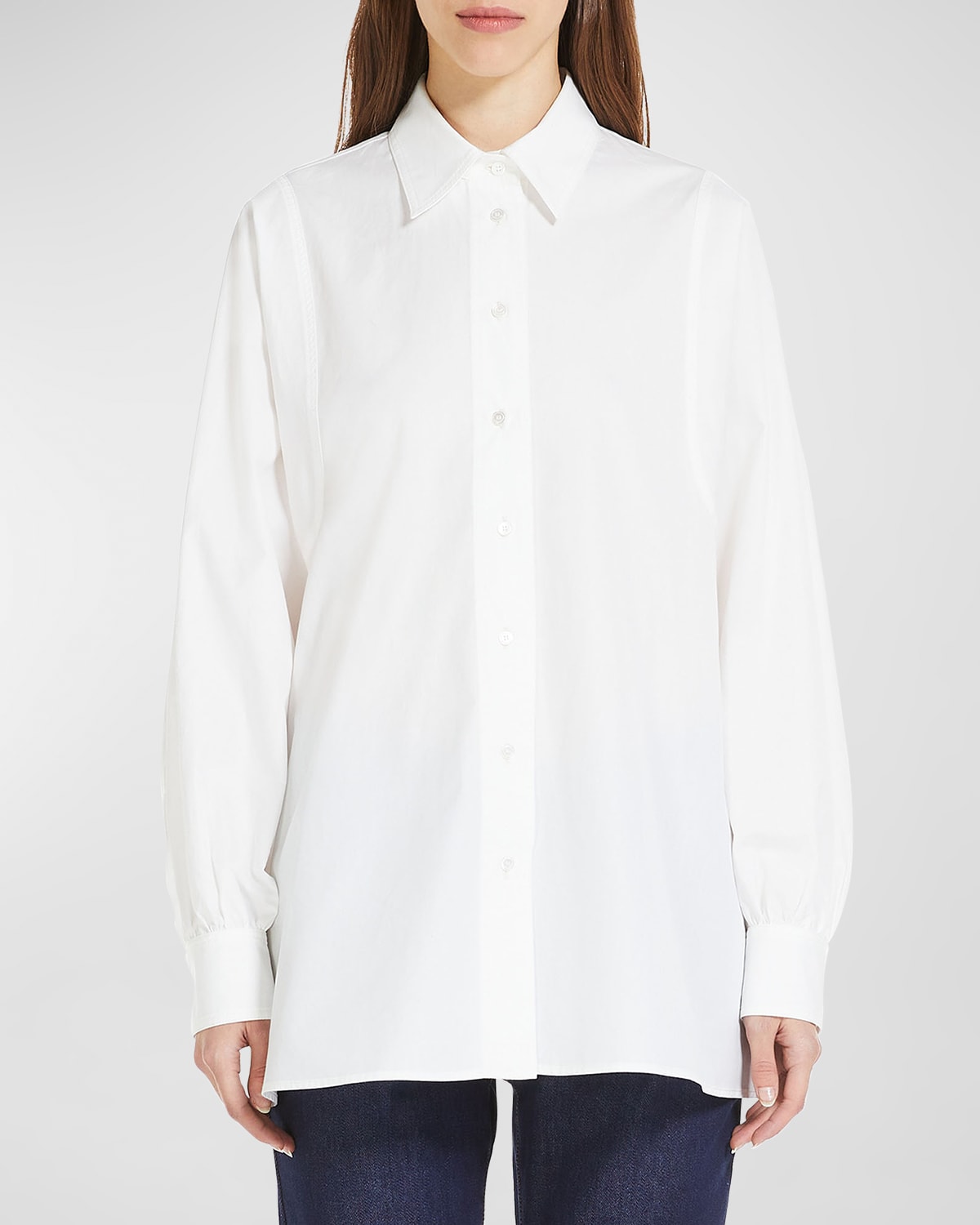 Shop Weekend Max Mara Fufy Oversized Button-down Cotton Shirt In Optical White