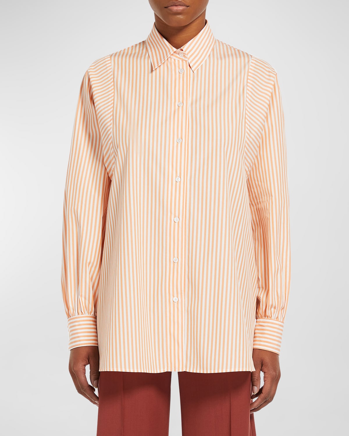 Weekend Max Mara Fufy Oversized Striped Cotton Shirt In Orange