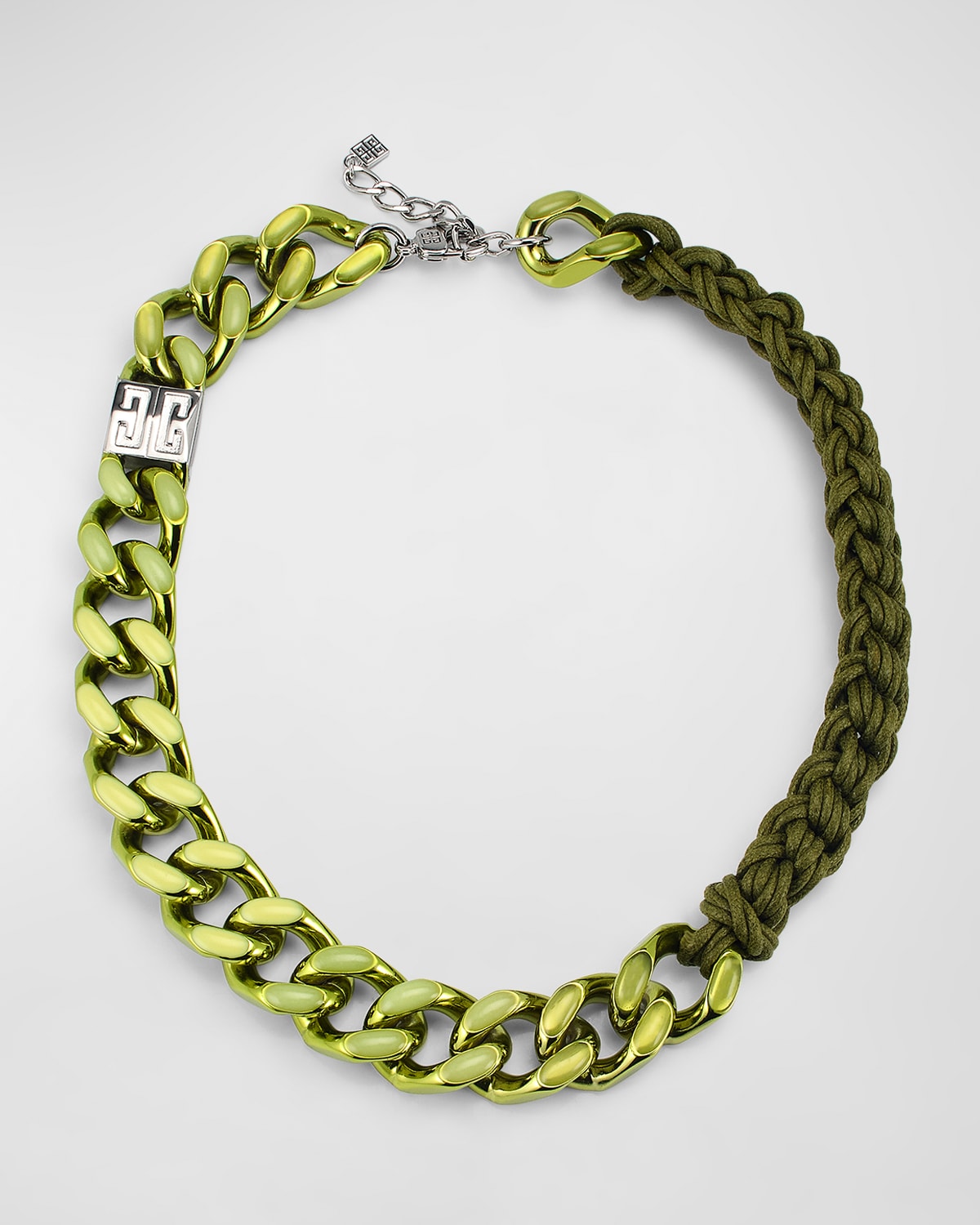Givenchy Men's Enamel And Macrame Short Chain Necklace In 328 Lime