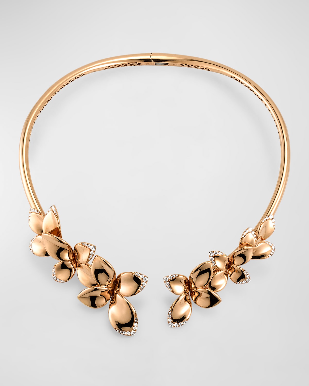 18k Rose Gold Diamond Flower Necklace