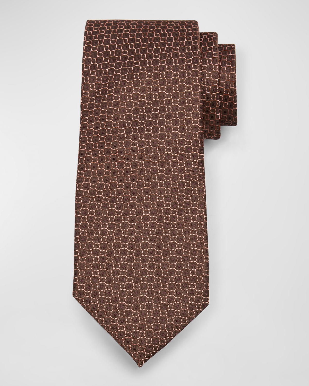 Shop Charvet Men's Silk Micro-geometric Tie In Brown