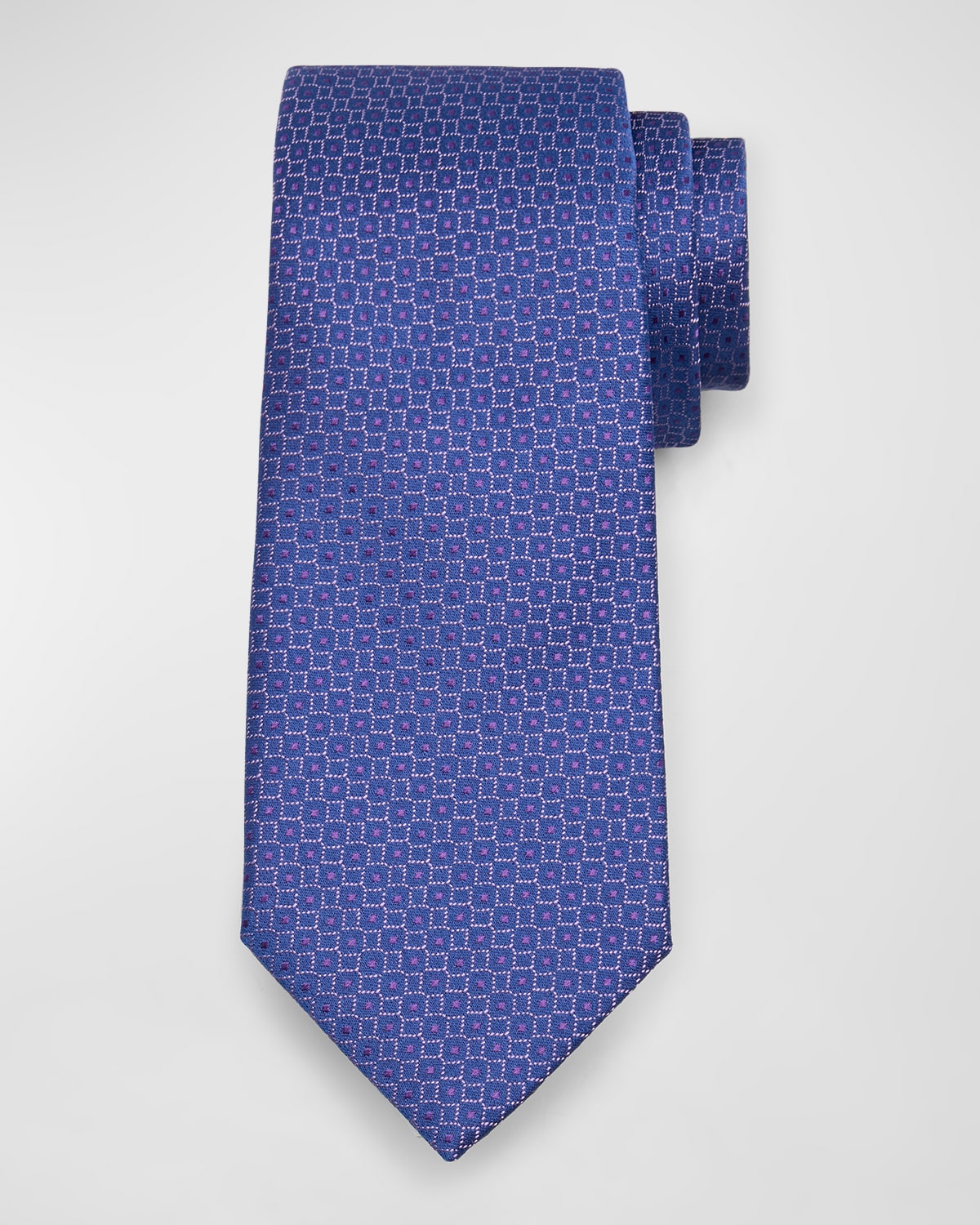 Charvet Men's Silk Micro-geometric Tie In Blue