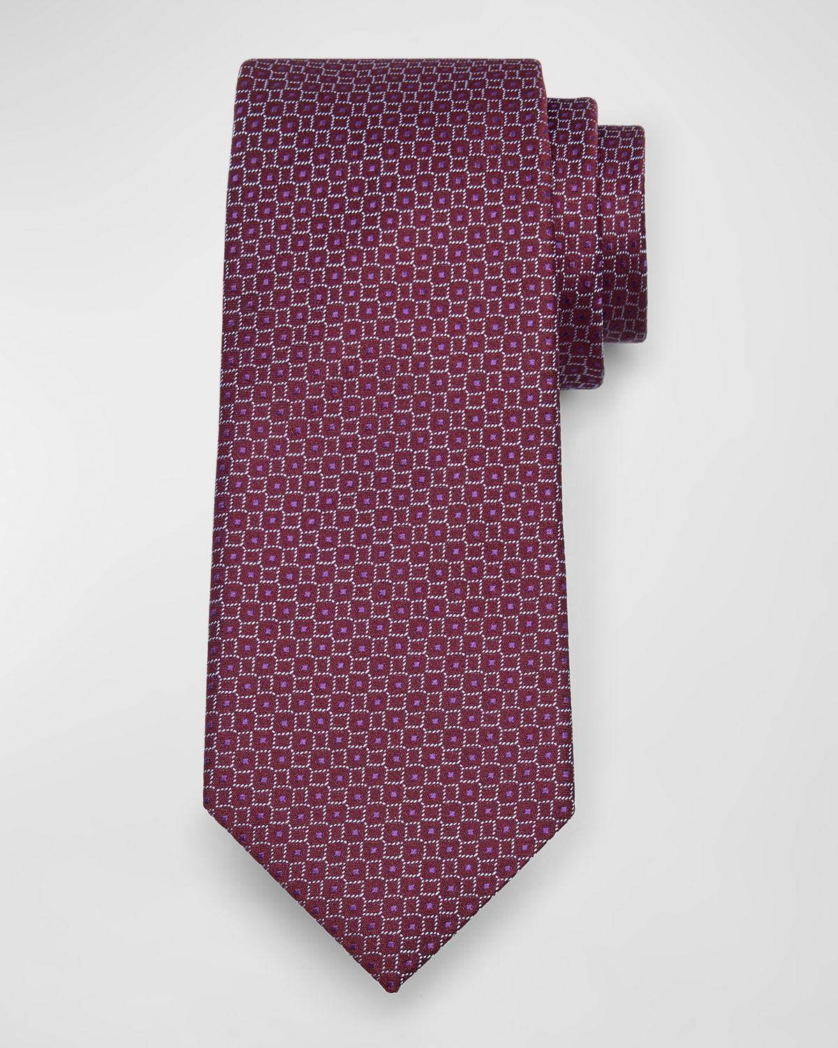Shop Charvet Men's Silk Micro-geometric Tie In Burgundy