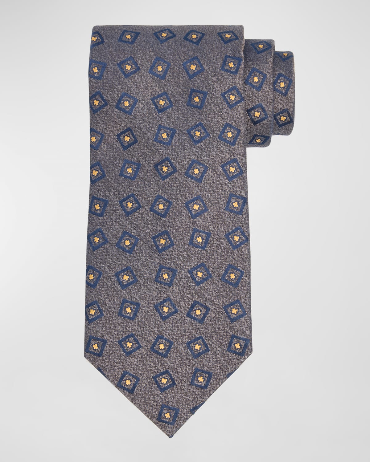 Shop Charvet Men's Square-print Silk Tie In Blue