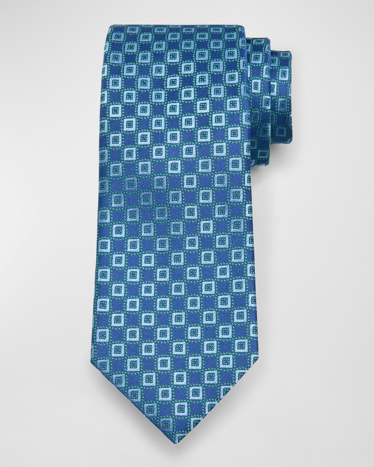 Shop Charvet Men's Silk Micro-square Jacquard Tie In Green