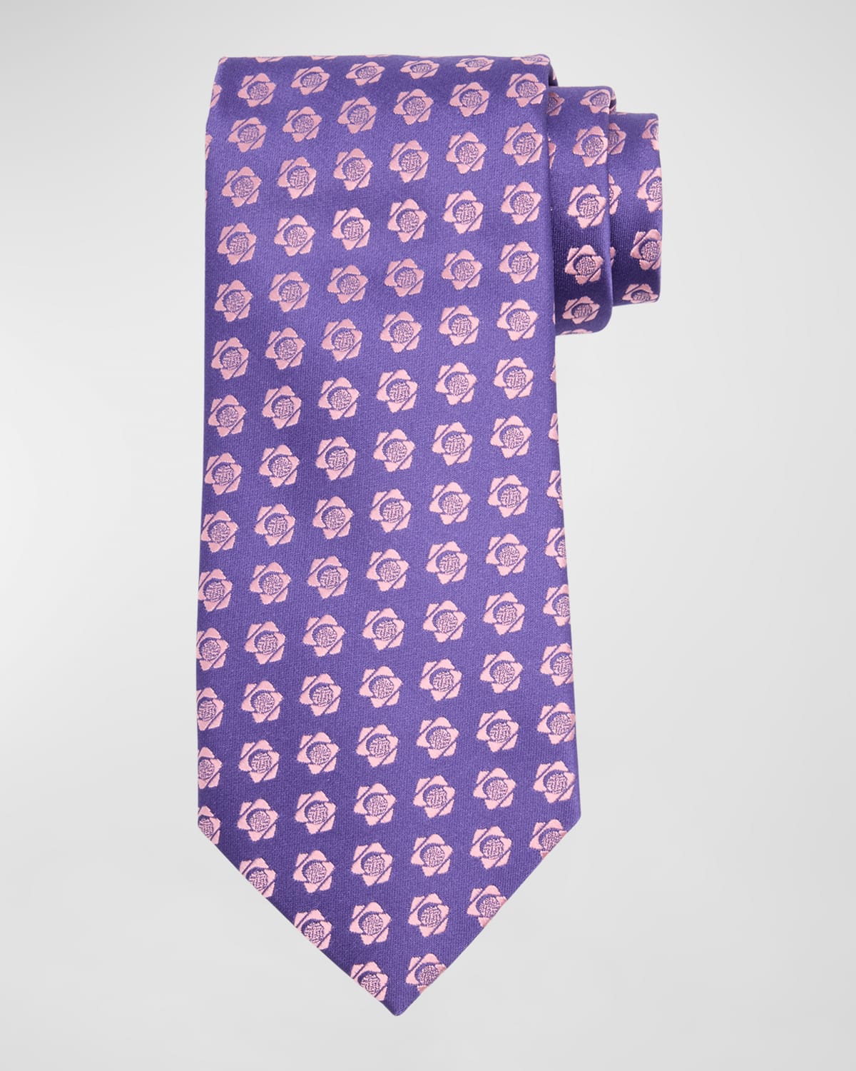 Shop Charvet Men's Silk Floral Jacquard Tie In Purple