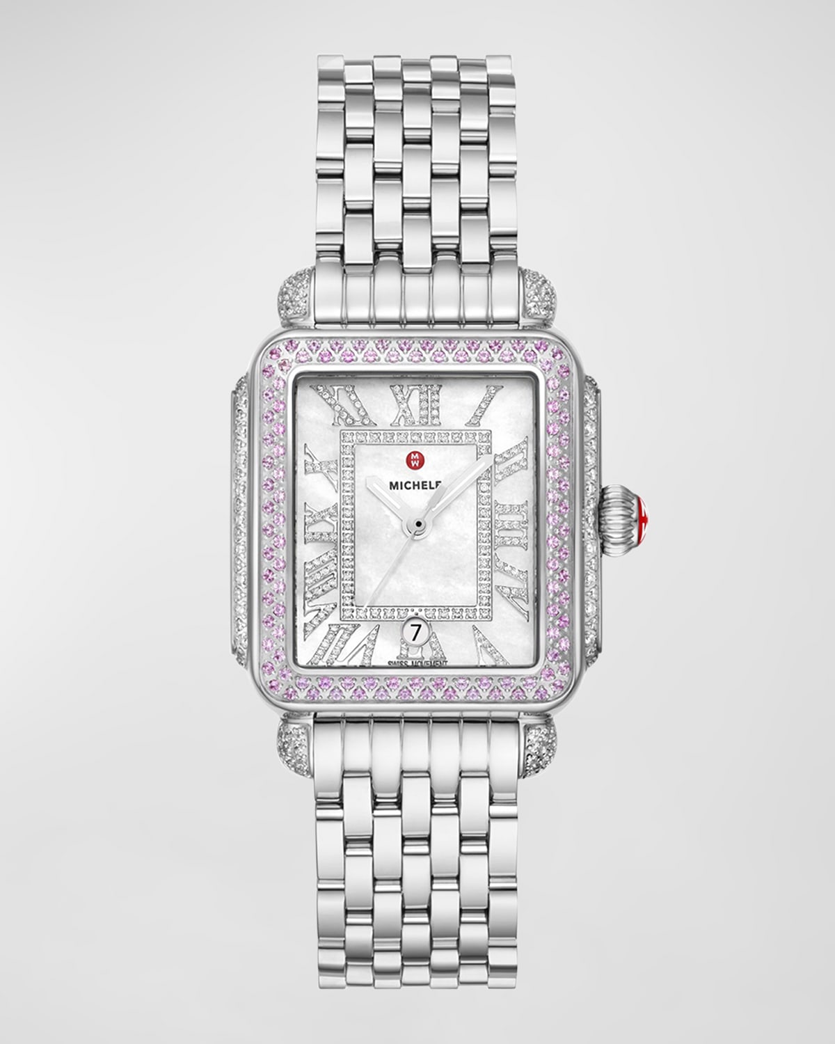 MICHELE Limited Edition Deco Madison Pink Sapphire Watch