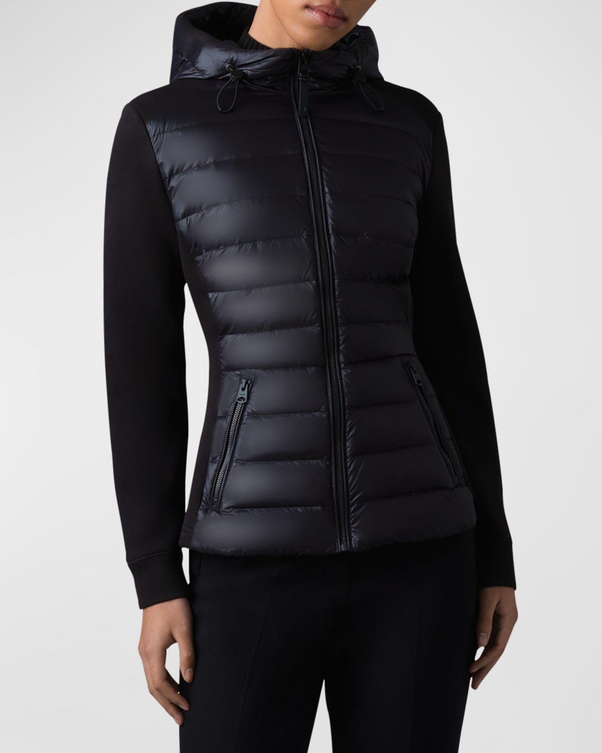 Shop Mackage Della-r Hybrid Hooded Jacket In Black