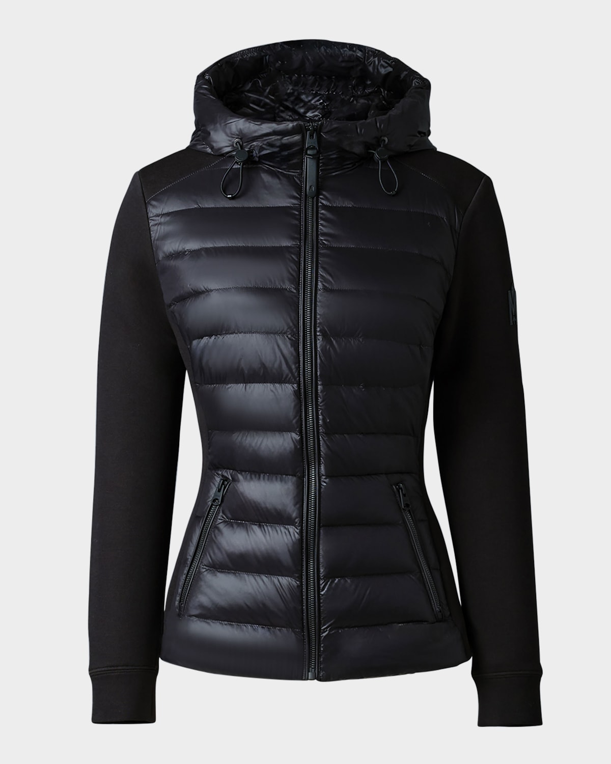 Mackage Della-r Hooded Cotton-blend Jersey And Quilted Padded Recycled-shell Jacket In Black