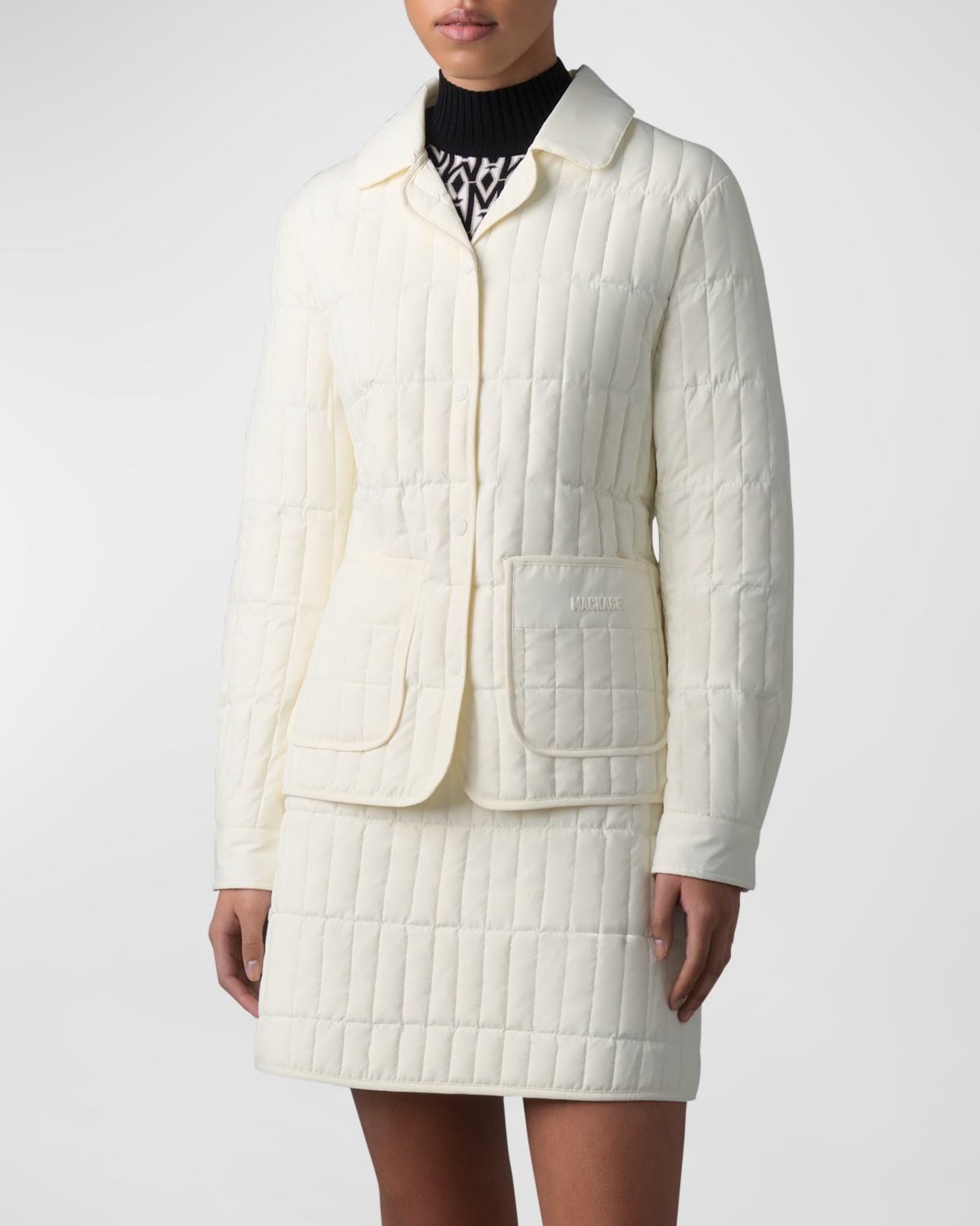Mackage Sian Water-resistant Vertical Quilted Jacket In Cream