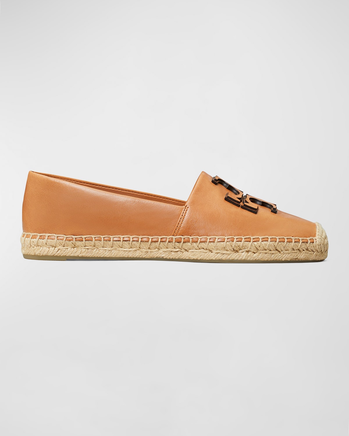 Tory Burch Ines Leather Double T Espadrilles In Brown