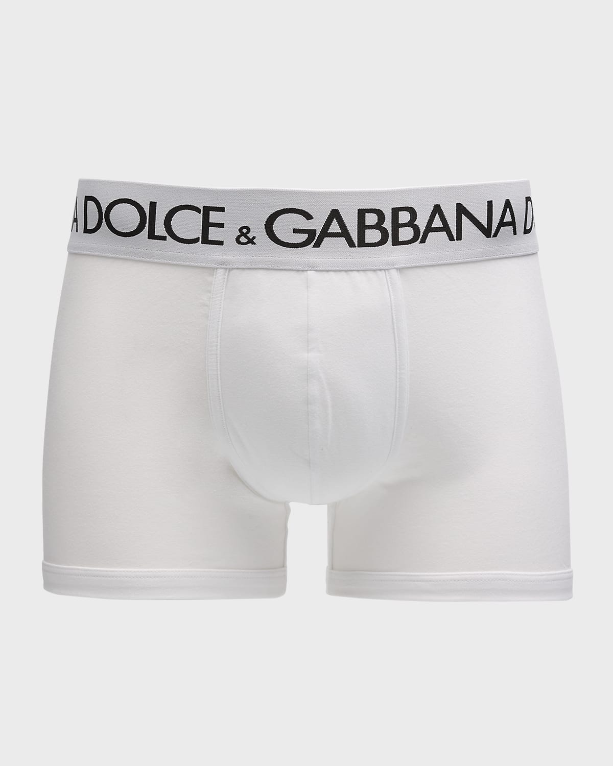 Shop Dolce & Gabbana Men's Cotton Waistband-logo Boxer Briefs In Opt.white