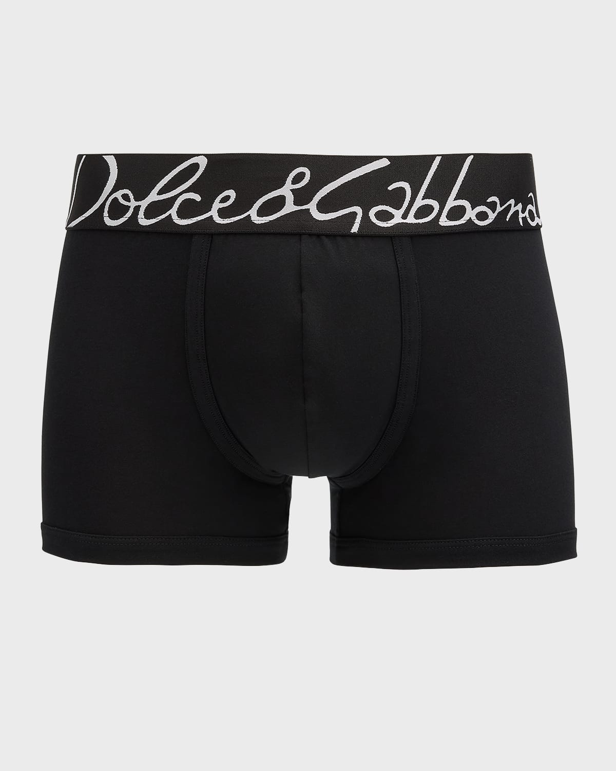 Shop Dolce & Gabbana Men's Logo-waistband Cotton Boxer Briefs In Black