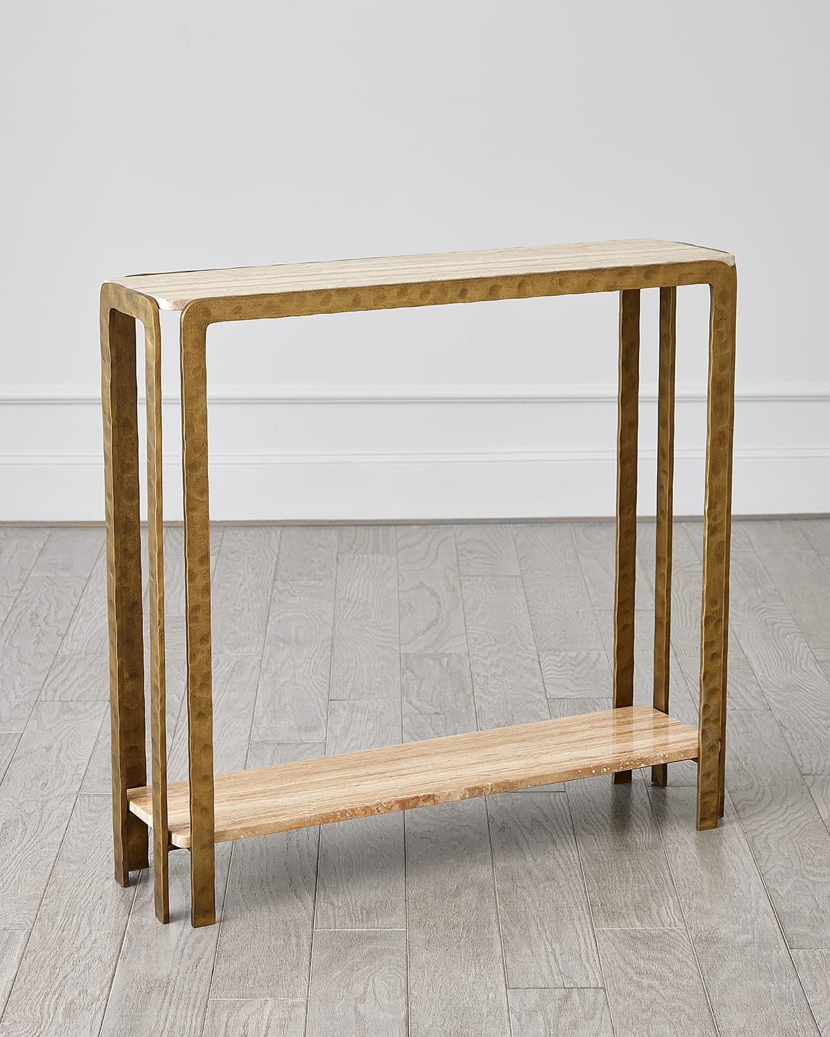 Global Views Kraft Console Table In Light Bronze 