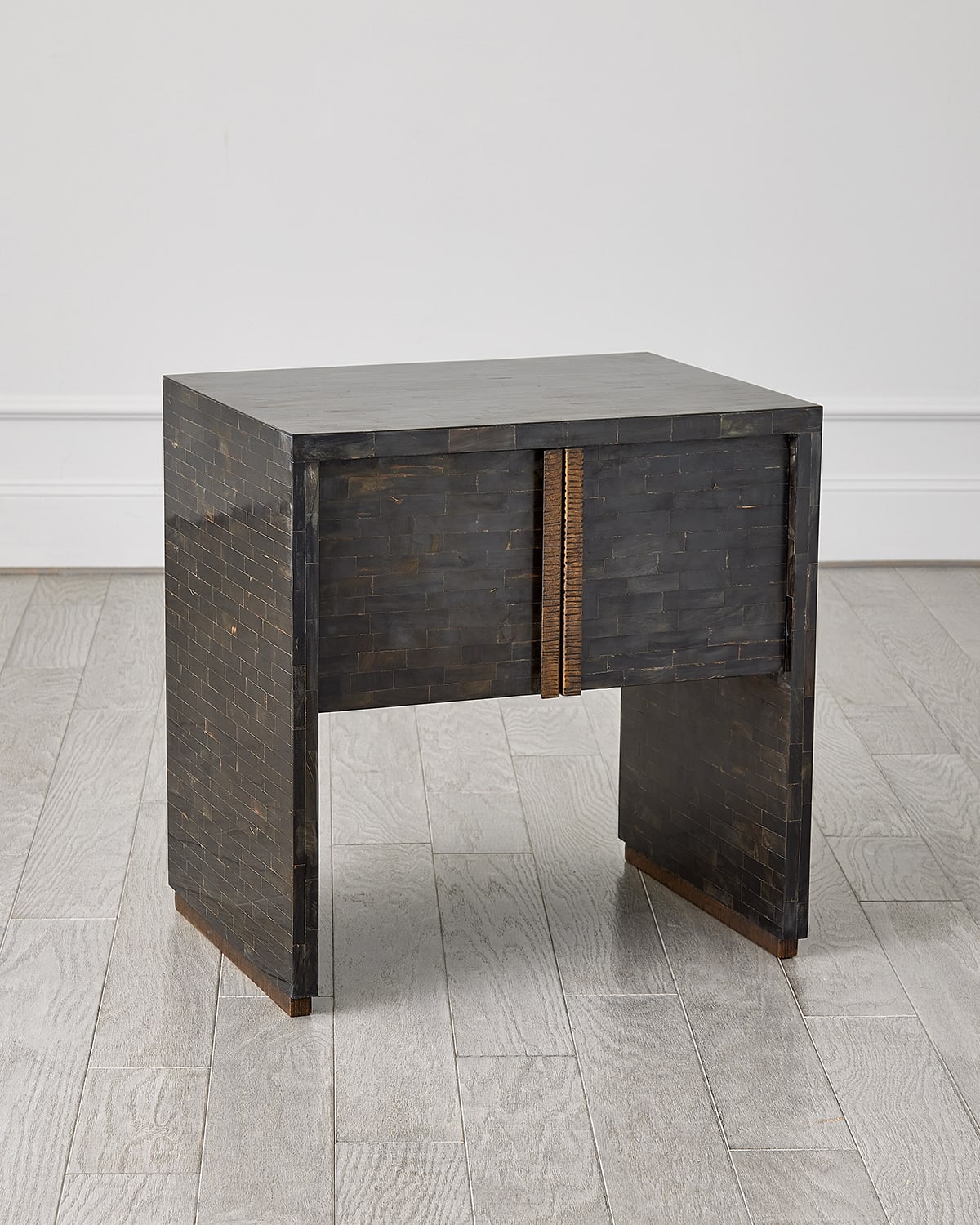 Global Views Horn Inlay Bedside Table In Black