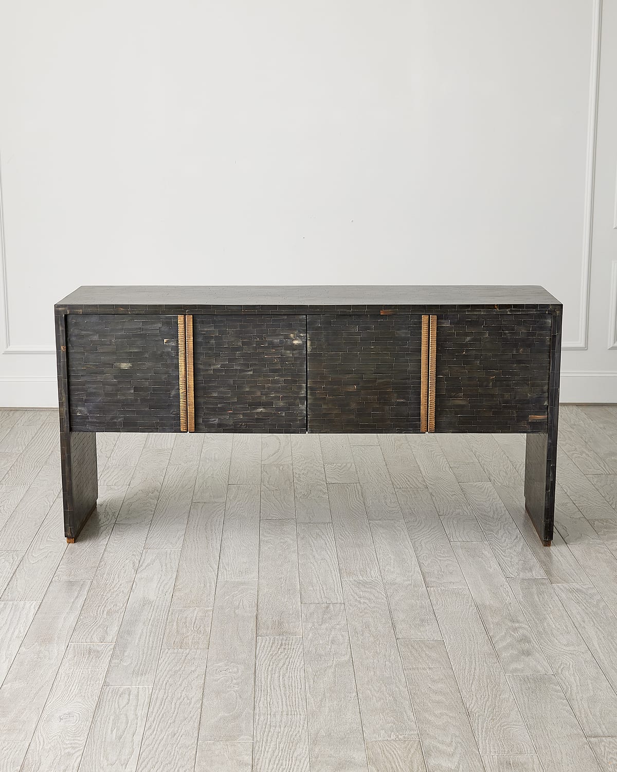 Global Views Horn Inlay Console Table In Black