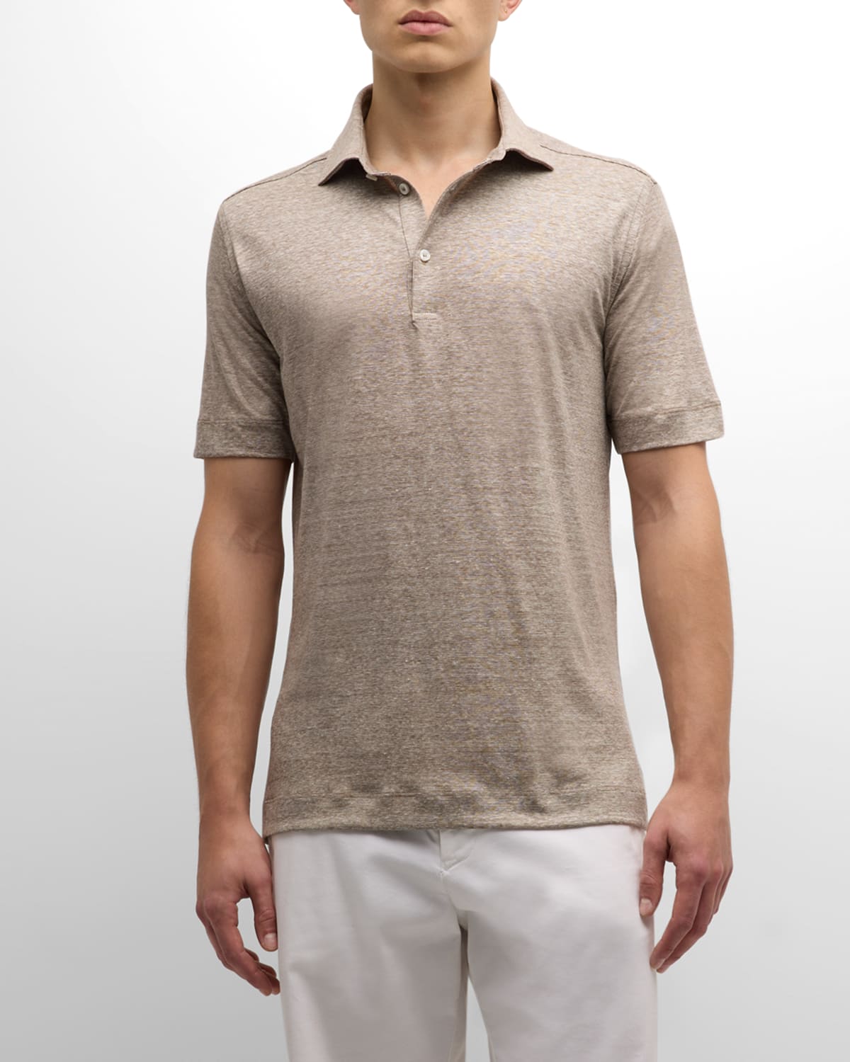 Shop Baldassari Men's Linen-cotton Polo Shirt In Sand