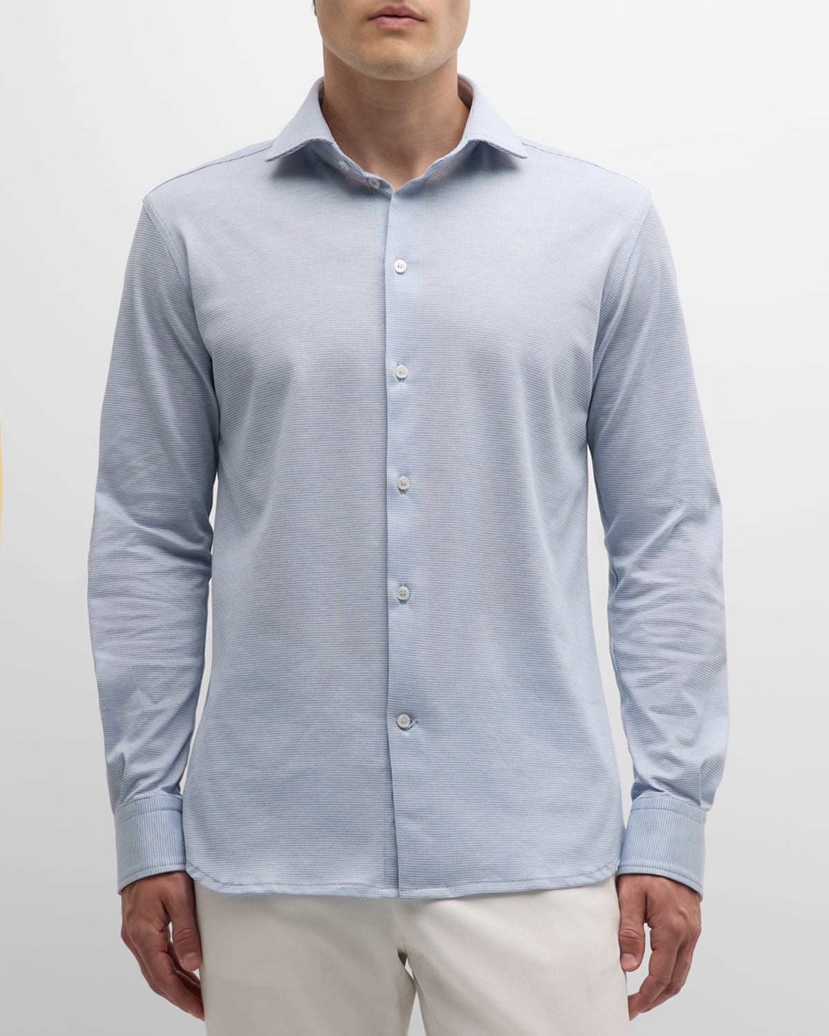 Shop Baldassari Men's Cotton Jersey Sport Shirt In Light Blue