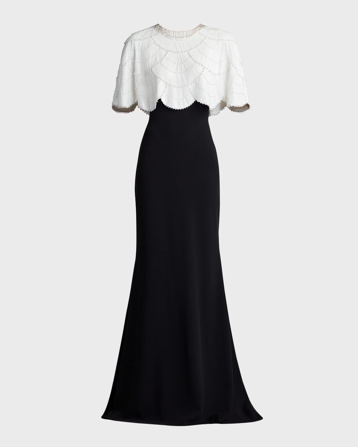 Tadashi Shoji Reba Embellished Cape Overlay Gown | Smart Closet