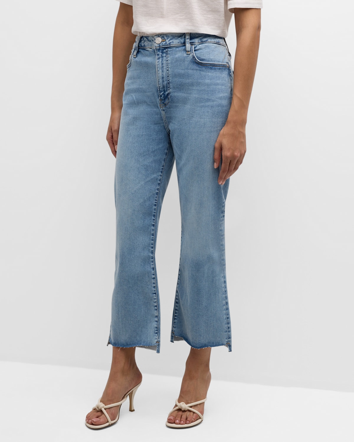 Shop Frame Le Crop Mini Boot Step Fray Jeans In Colorado