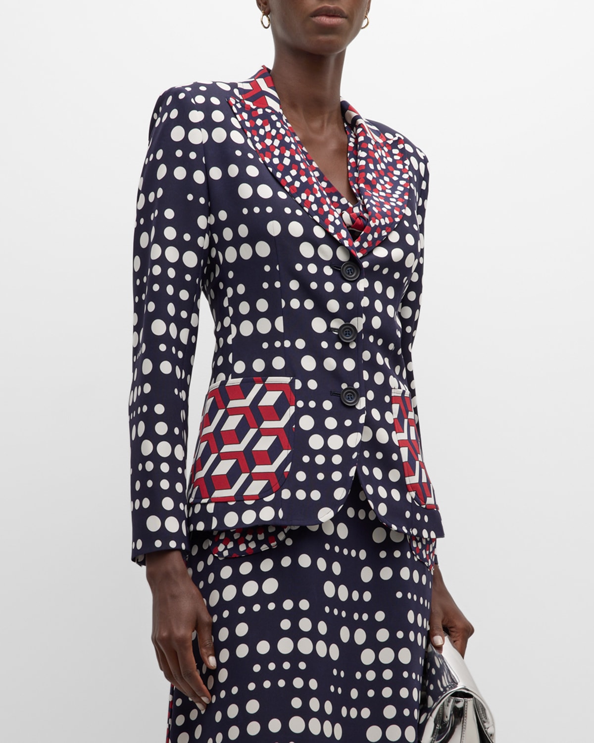 Shop Libertine Red White And Blue Mash Up Blazer Jacket In Rdwhnv