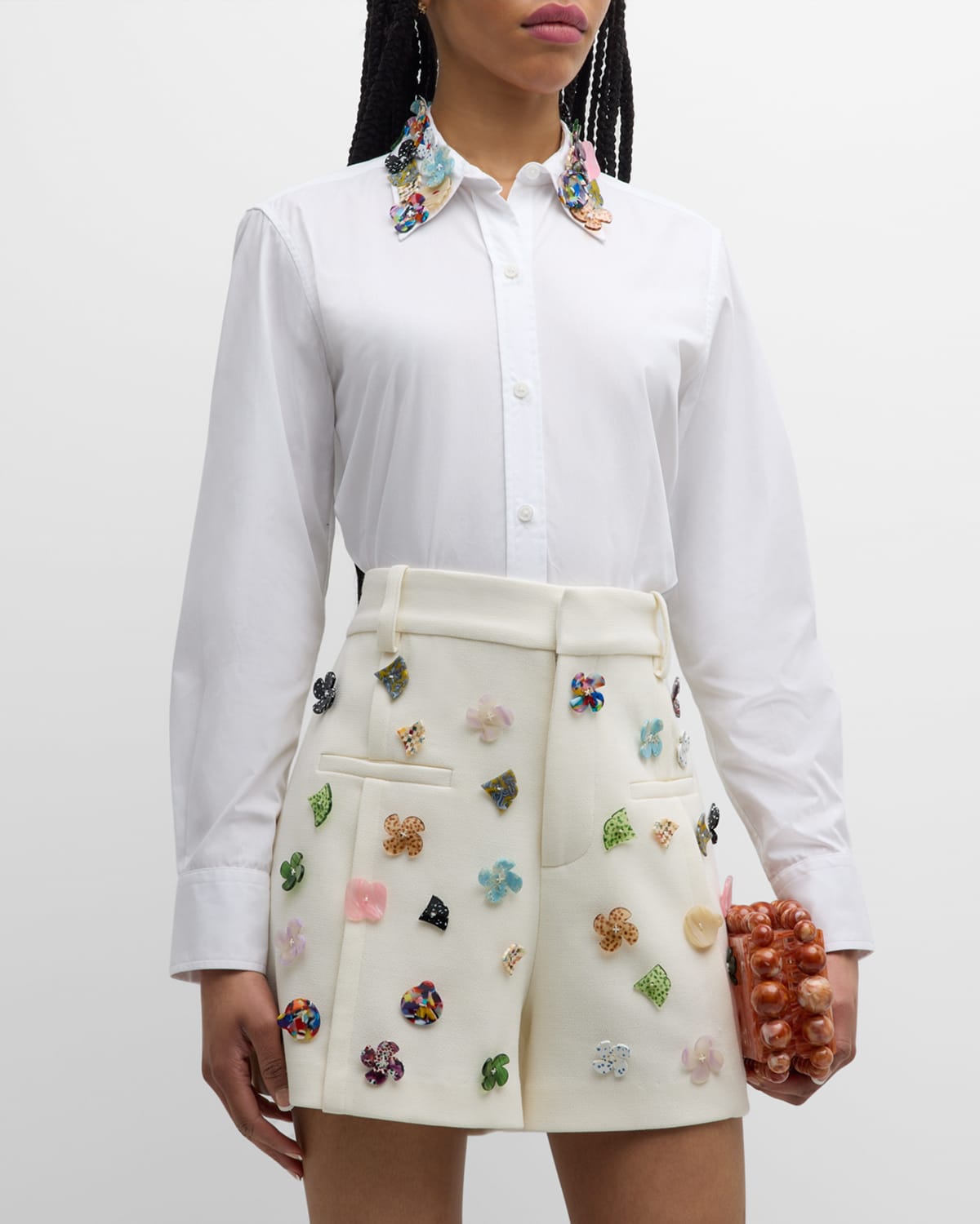 Button Town Embellished-Collar New Classic Shirt