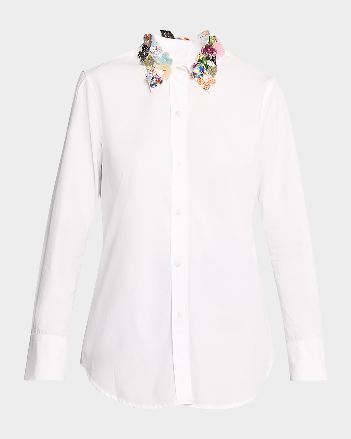 Shop Libertine Button Town Embellished-collar New Classic Shirt In Wht