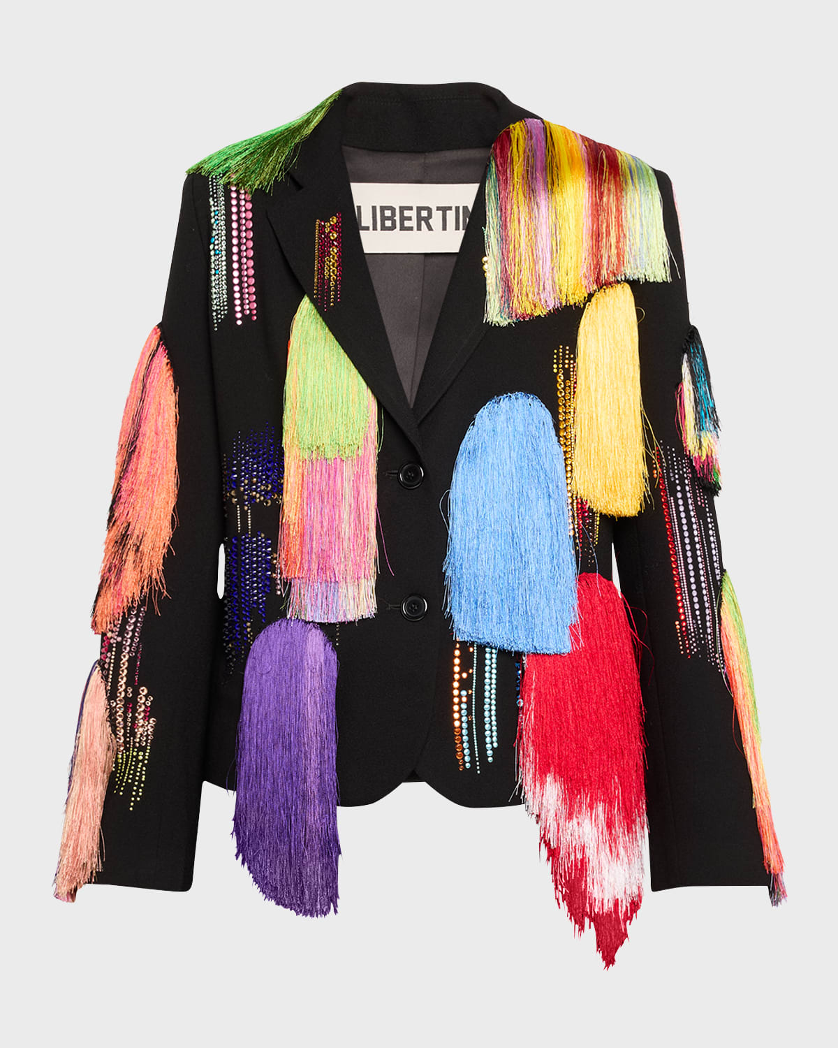Libertine Fringe With Benefits Short Blazer Jacket In Black