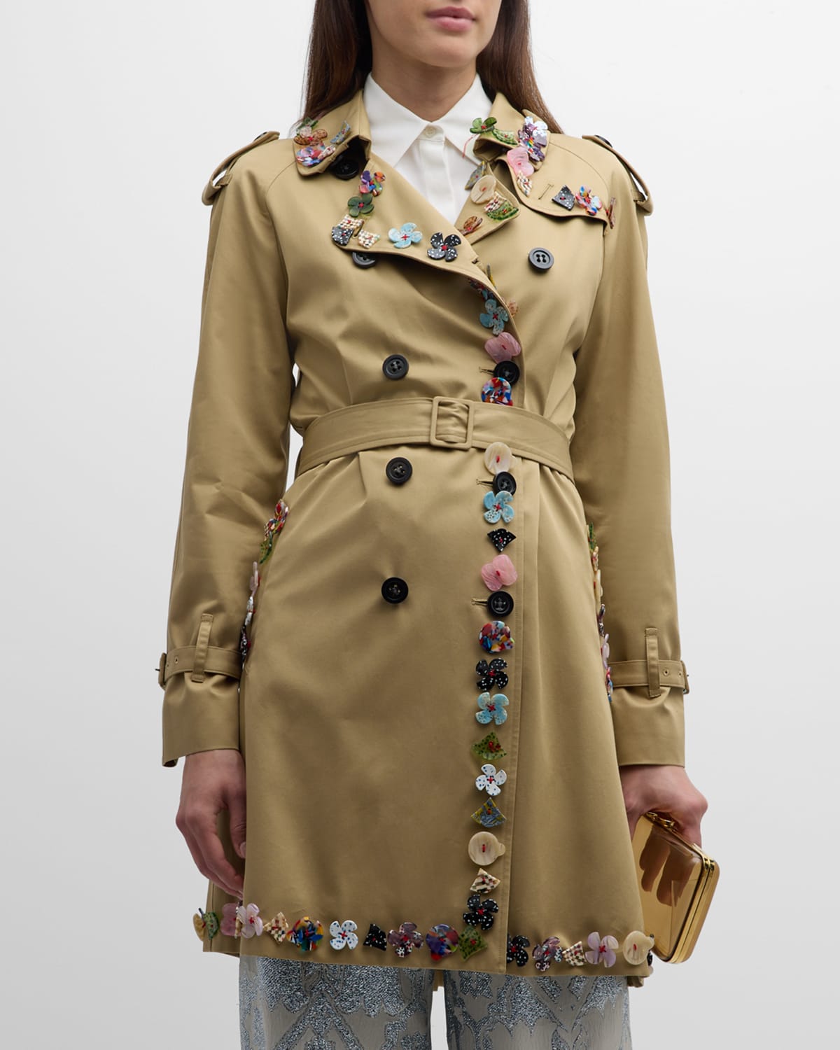 Button Town Belted Trench Coat