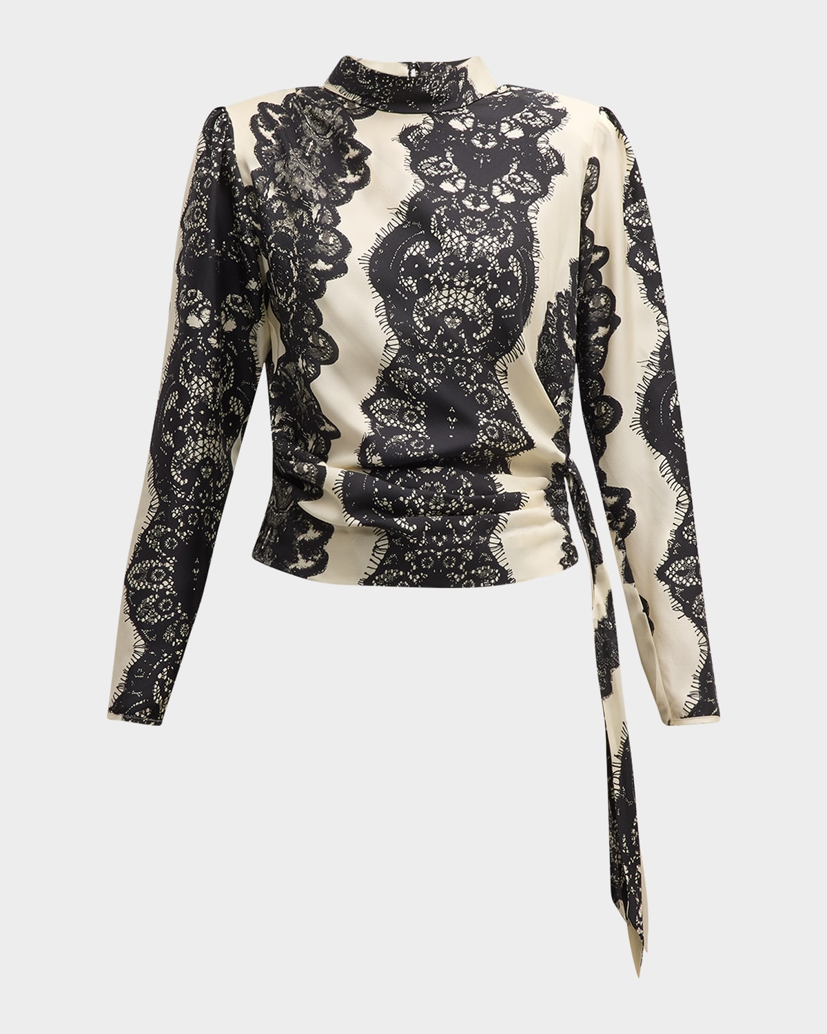 Venetian Lace Side-Tie Blouse