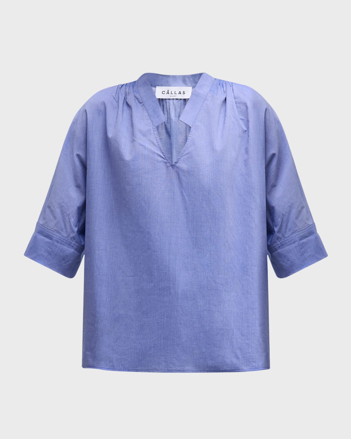 Andie Cotton Blouse with Pleated Detail