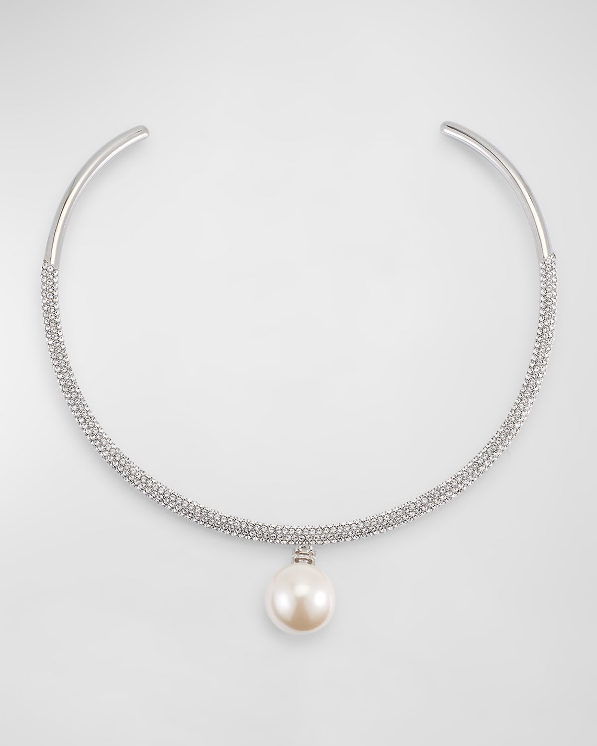 Faux Pearl Crystal Torque Necklace
