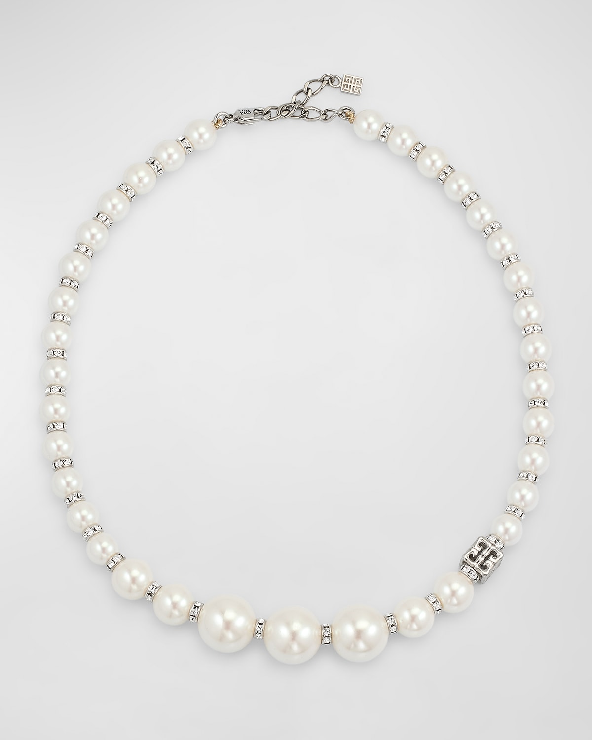 Shop Givenchy Pearlescent And Crystal Degrade Short Necklace In Whitesilvery