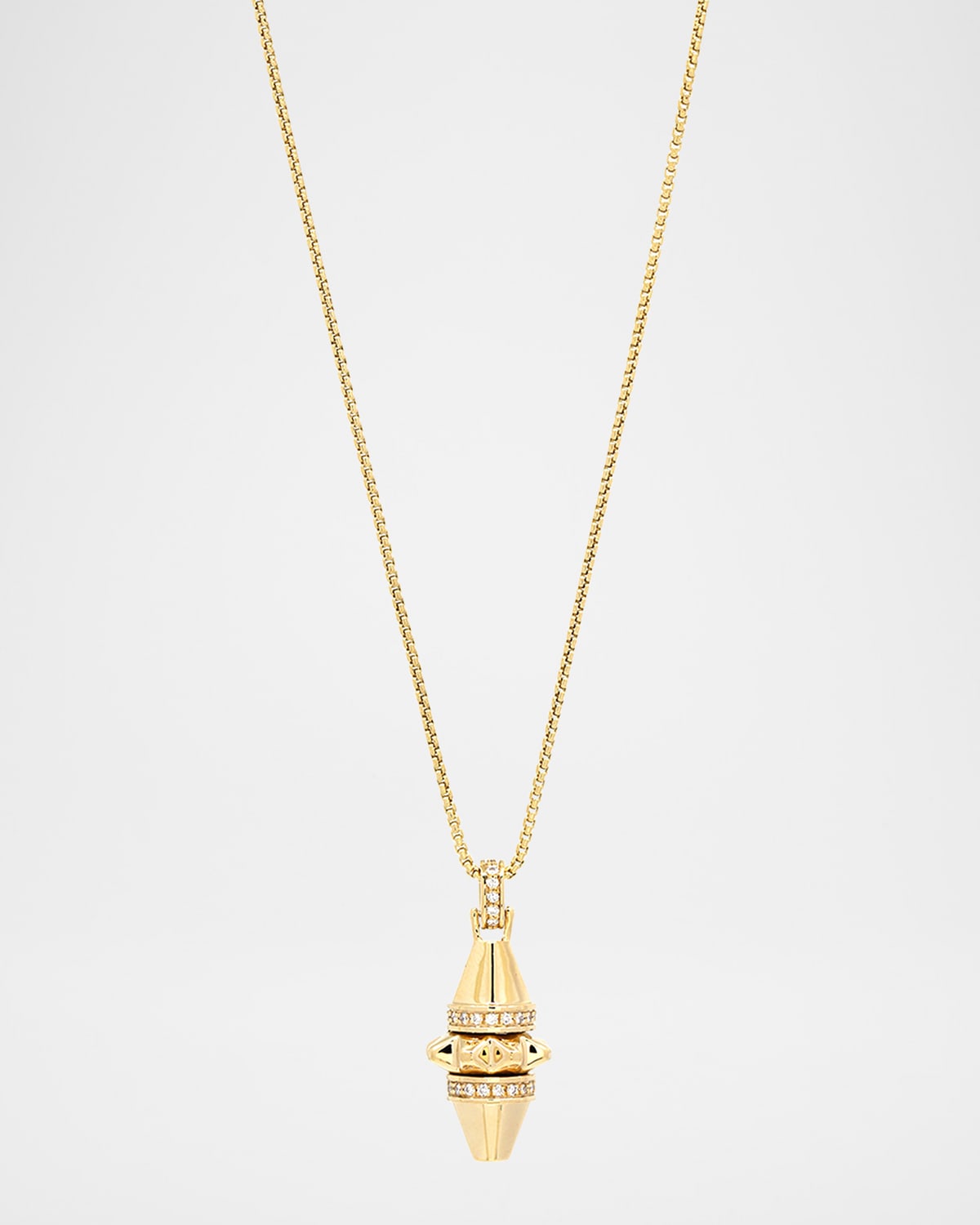18K Yellow Gold Cardamom Spinning Vertical Necklace with Diamonds
