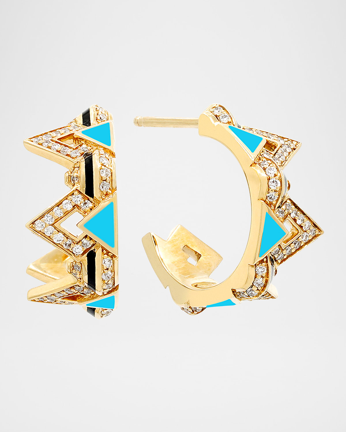 Mosaic Earrings in 18K Yellow Gold with HyCeram and White Diamonds