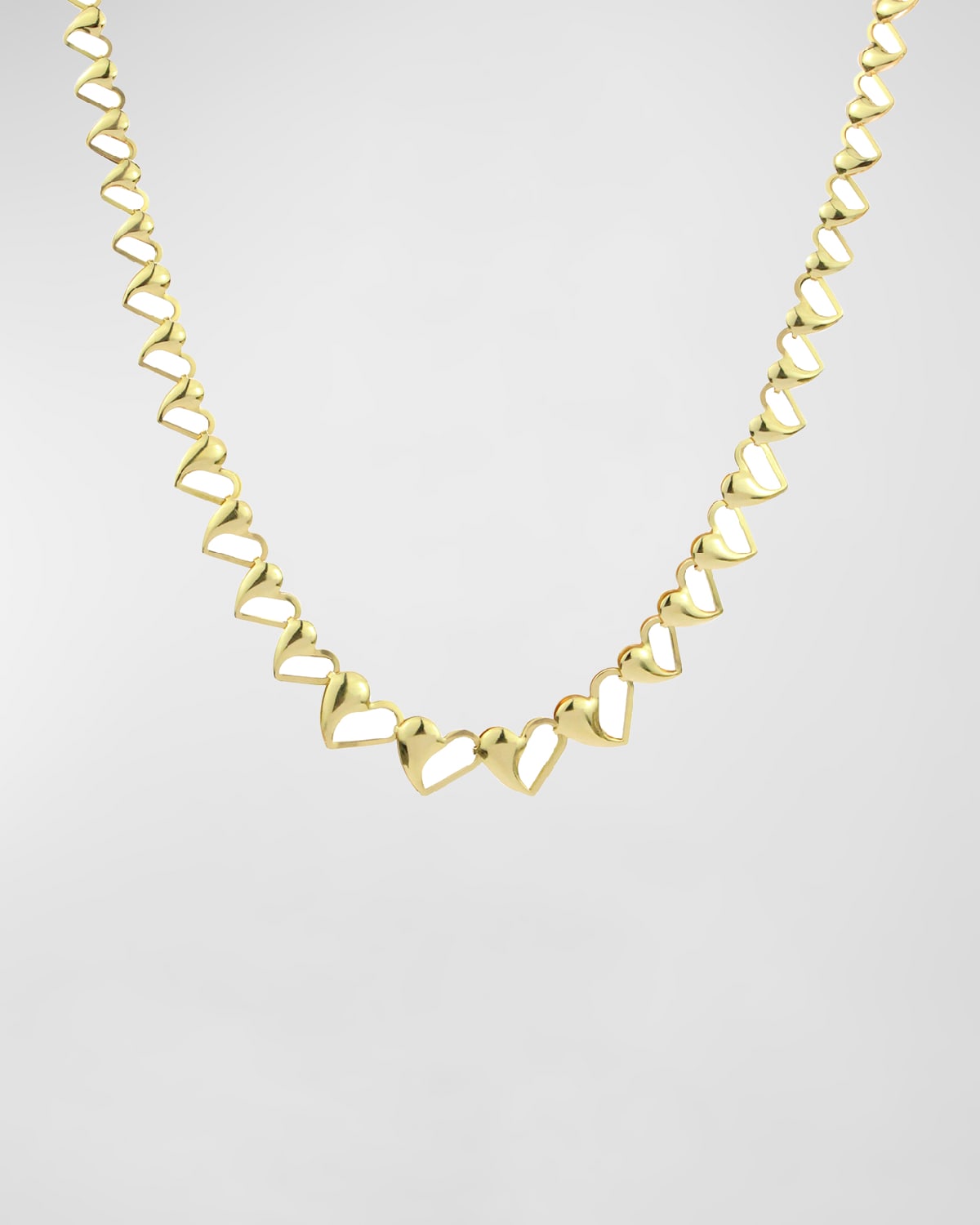 18K Yellow Gold Happy Heart Chain Necklace, 17"