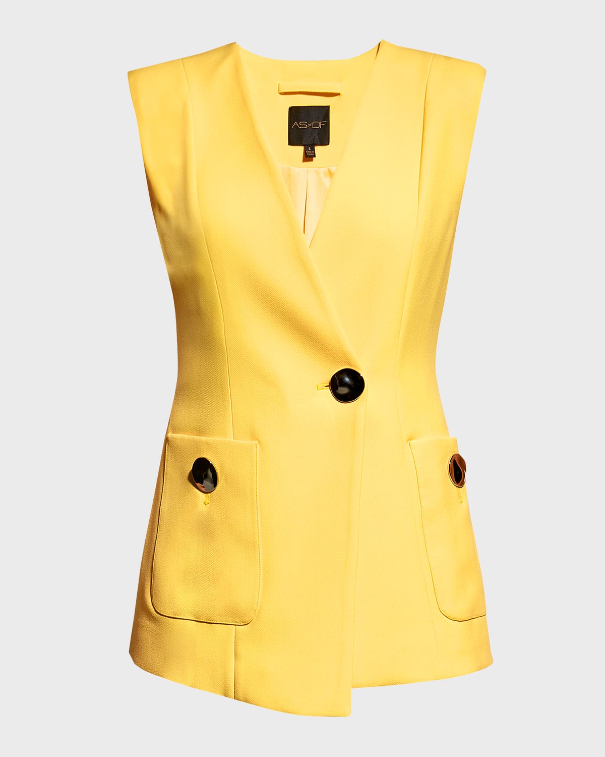 Shop As By Df Merci Tailored Twill Vest In Lemon Yellow