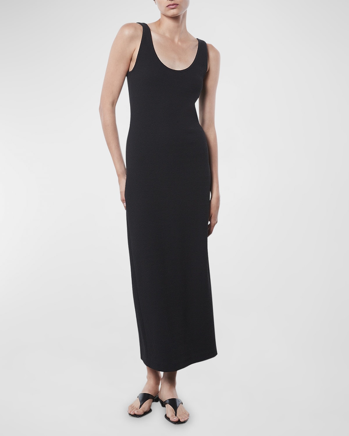 Shop Enza Costa Textured Jacquard Tank Dress In Black