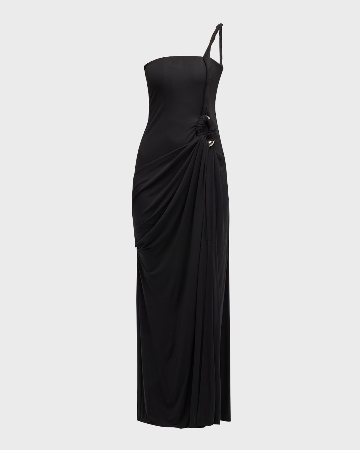 Simkhai Sone Draped One-shoulder Column Gown In Black