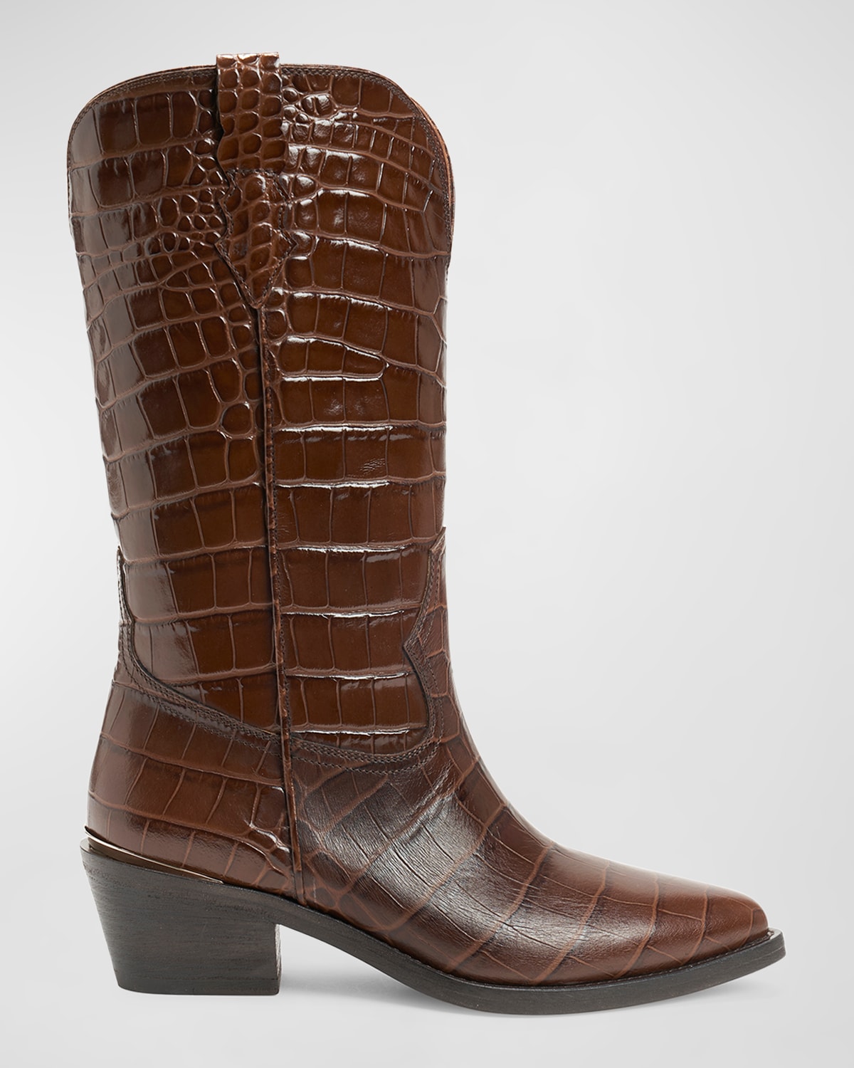 Partlow Meghan Croco Western Boots In Cioccolato