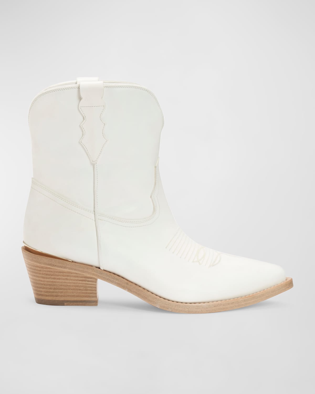 Shop Partlow Julia Leather Western Ankle Booties In Bianco